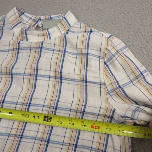 Maeve Anthropologie Plaid Ruffle Tunic Blouse Top size 6 Prairie Peasant - Picture 9 of 11